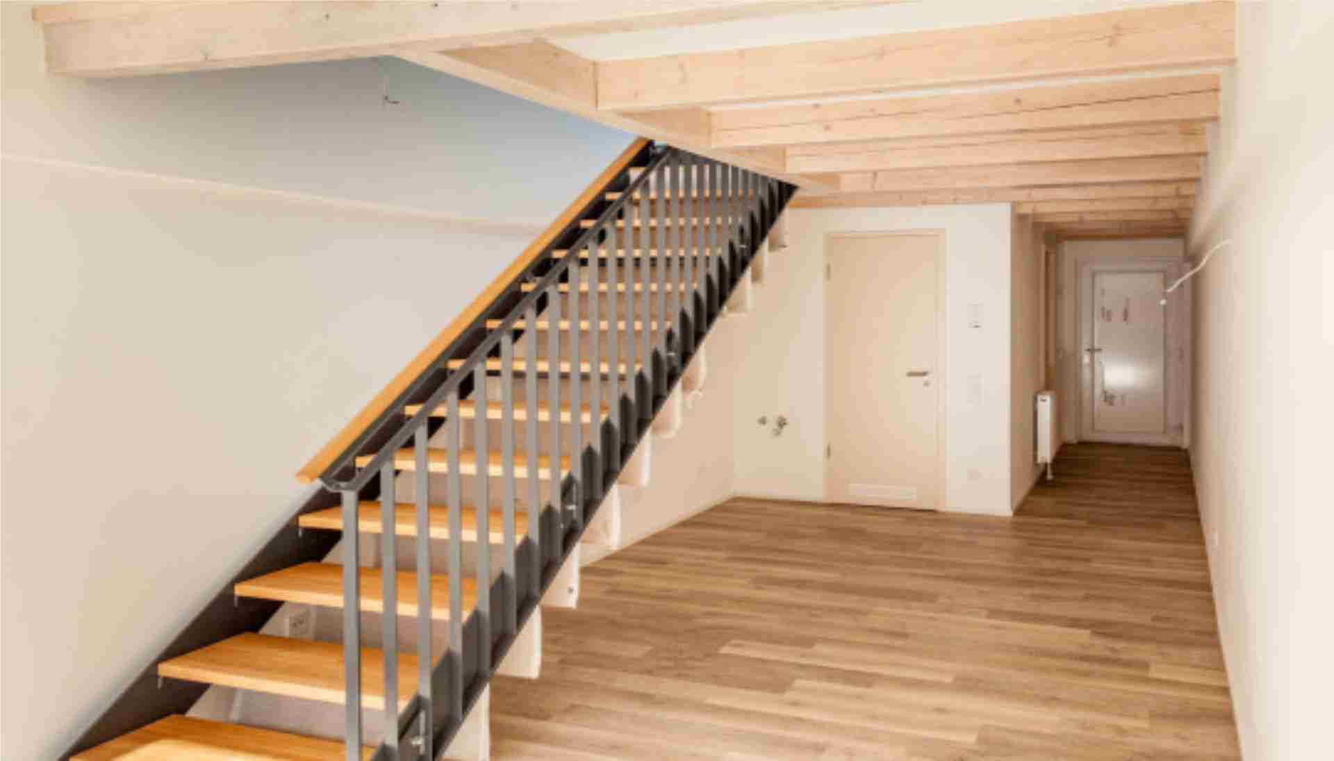 Sheddachhalle, Umbau, Reihenhäuser, Townhouses, Architekt, Treppe, Denkmalschutz