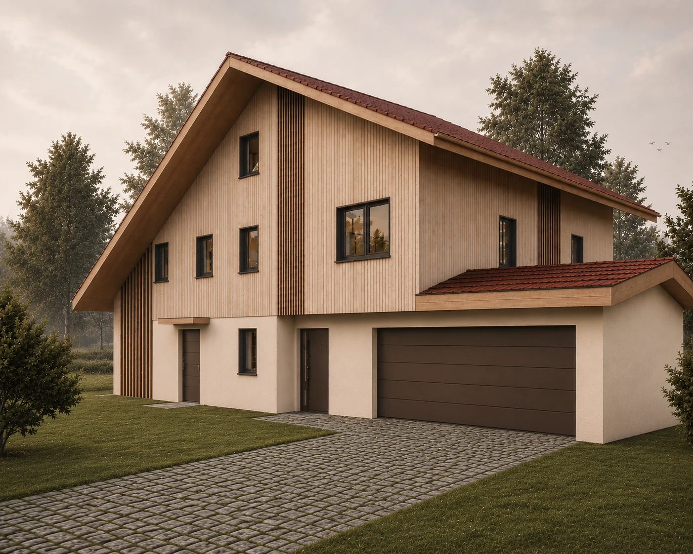 Außenansicht des Mehrfamilienhauses an der Hirschbergstraße 8 in Gmund am Tegernsee – Visualisierung